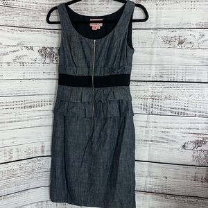 Phoebe couture Dress Womens size 2 sheath mini cotton Y2K Dark denim front Zip‎